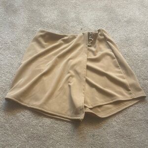 Tan Wrap Skort with Silver Buckle